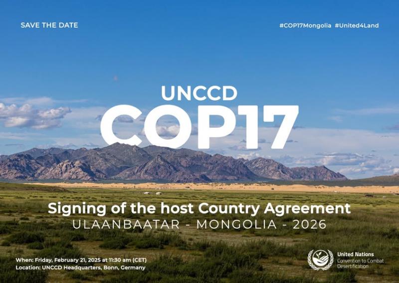 Mongolia Officially Confirmed as Host Country for COP17